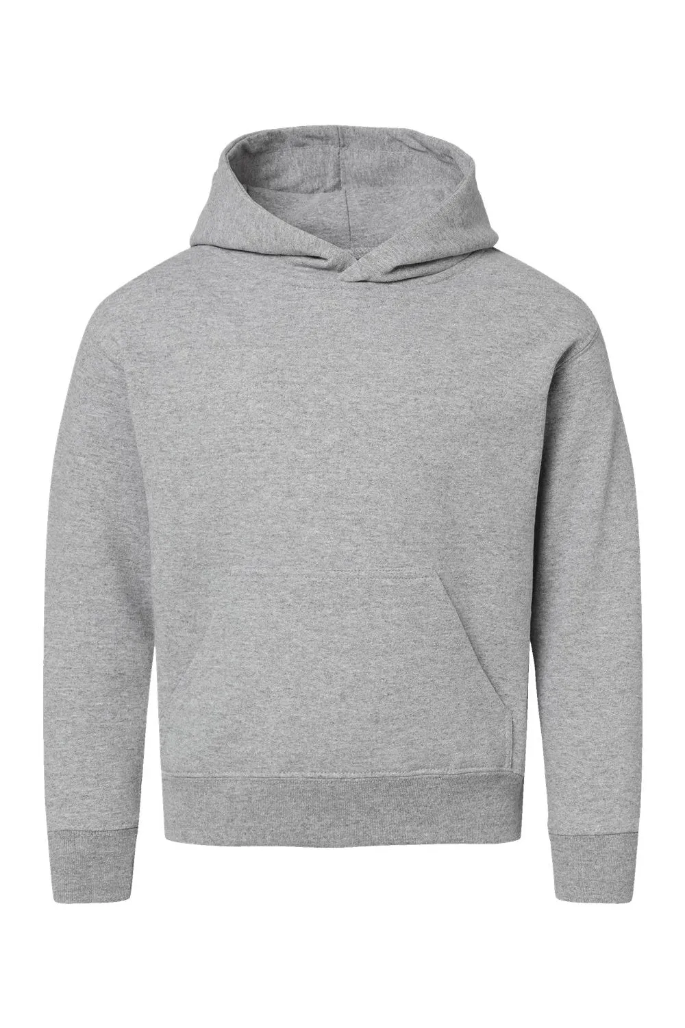 LAT Youth Fleece Hooded Sweatshirt Hoodie w/ Pouch Pocket - Heather Grey