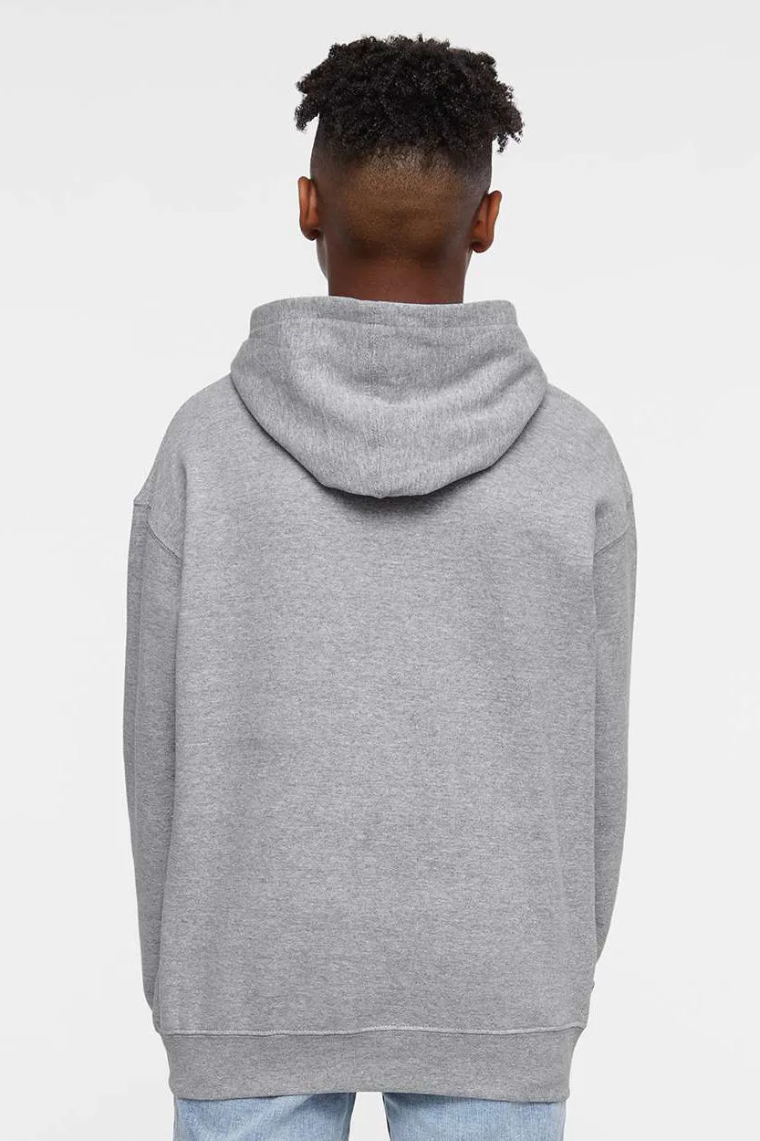 LAT Youth Fleece Hooded Sweatshirt Hoodie w/ Pouch Pocket - Heather Grey