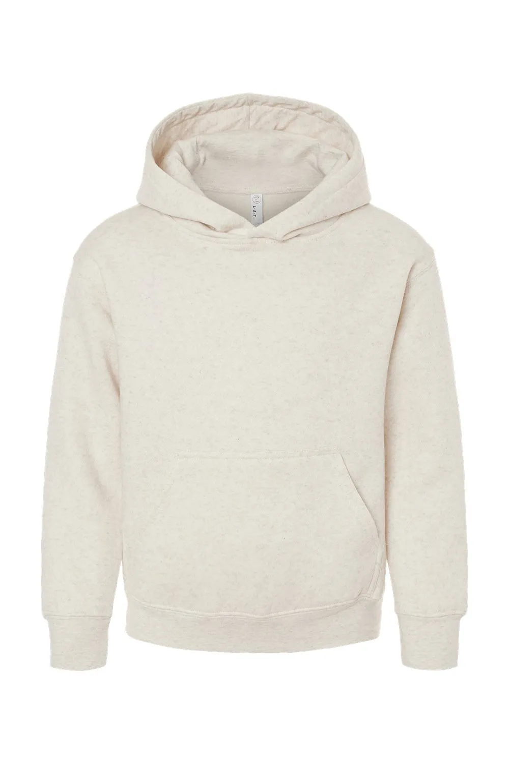 LAT Youth Fleece Hooded Sweatshirt Hoodie w/ Pouch Pocket - Heather Natural