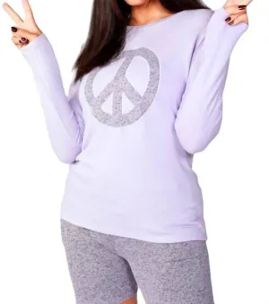 Long Sleeve Peace Crew In Lilac