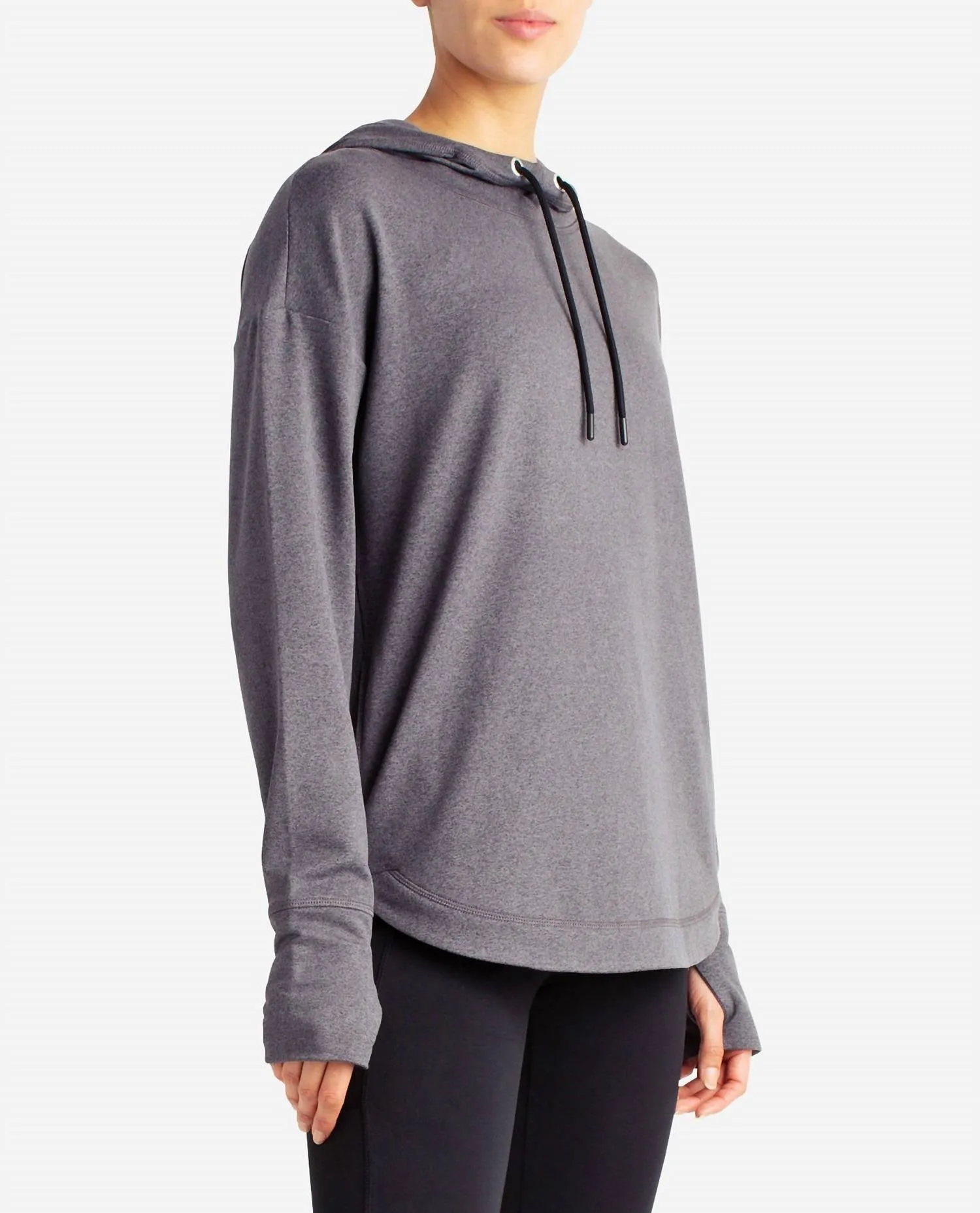 Lotus Popover Hoodie In Black Salt Heather