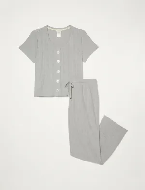 Lucky Brand Button Down & Wide Leg Sleep Set Dark Grey Lucky Brand