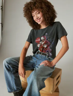 Lucky Brand Coca Cola Santa Tee - Women's Clothing Tops Shirts Tee Graphic T Shirts Anthracite Lucky Brand