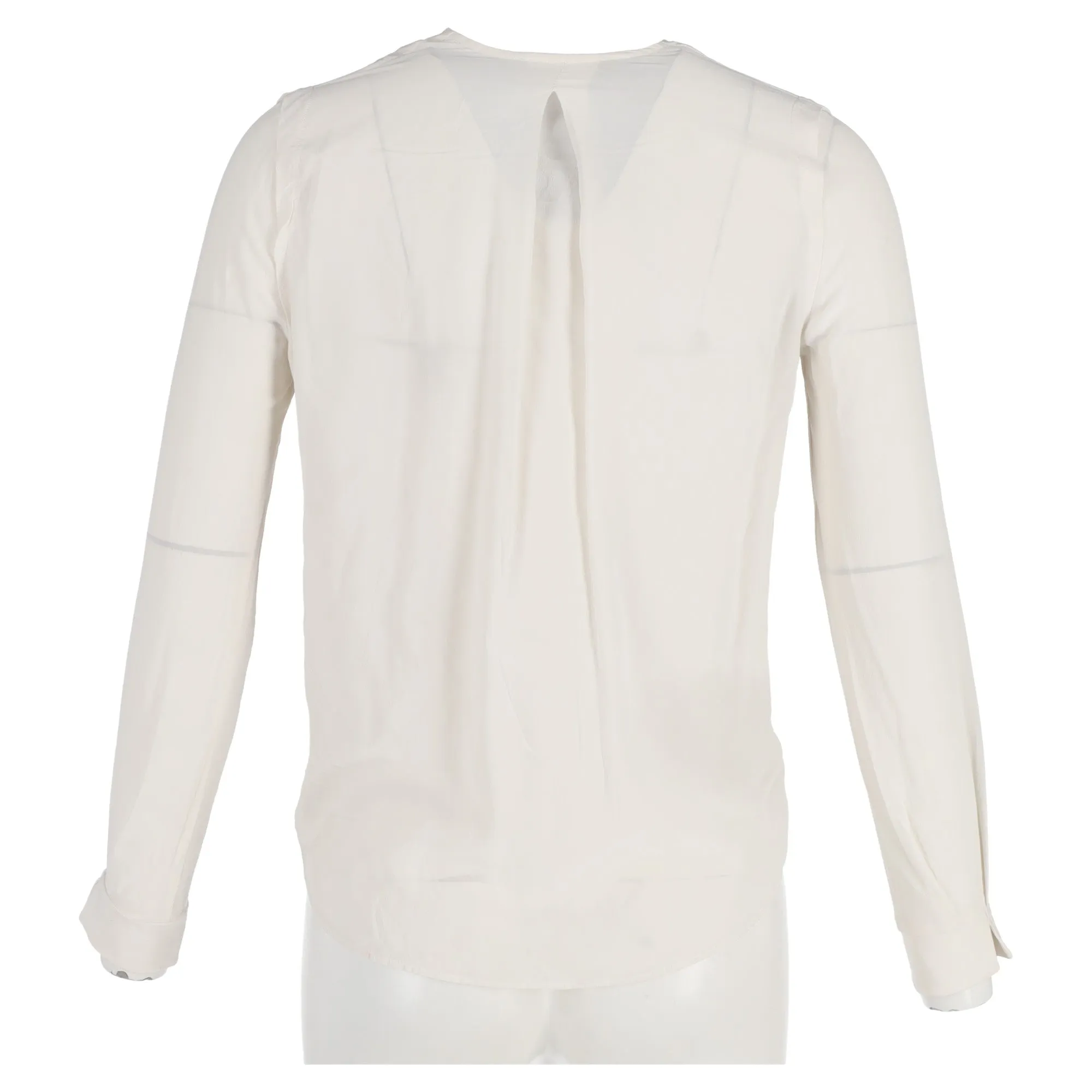 Maje V-Neck Blouse in White Silk