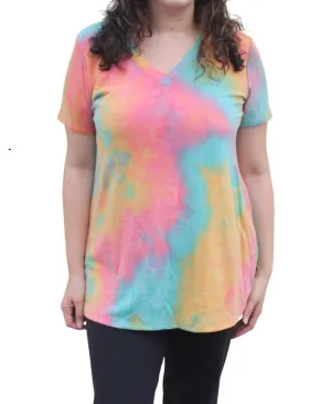 Mango Ginger Tie Dye Top In Pink Multi