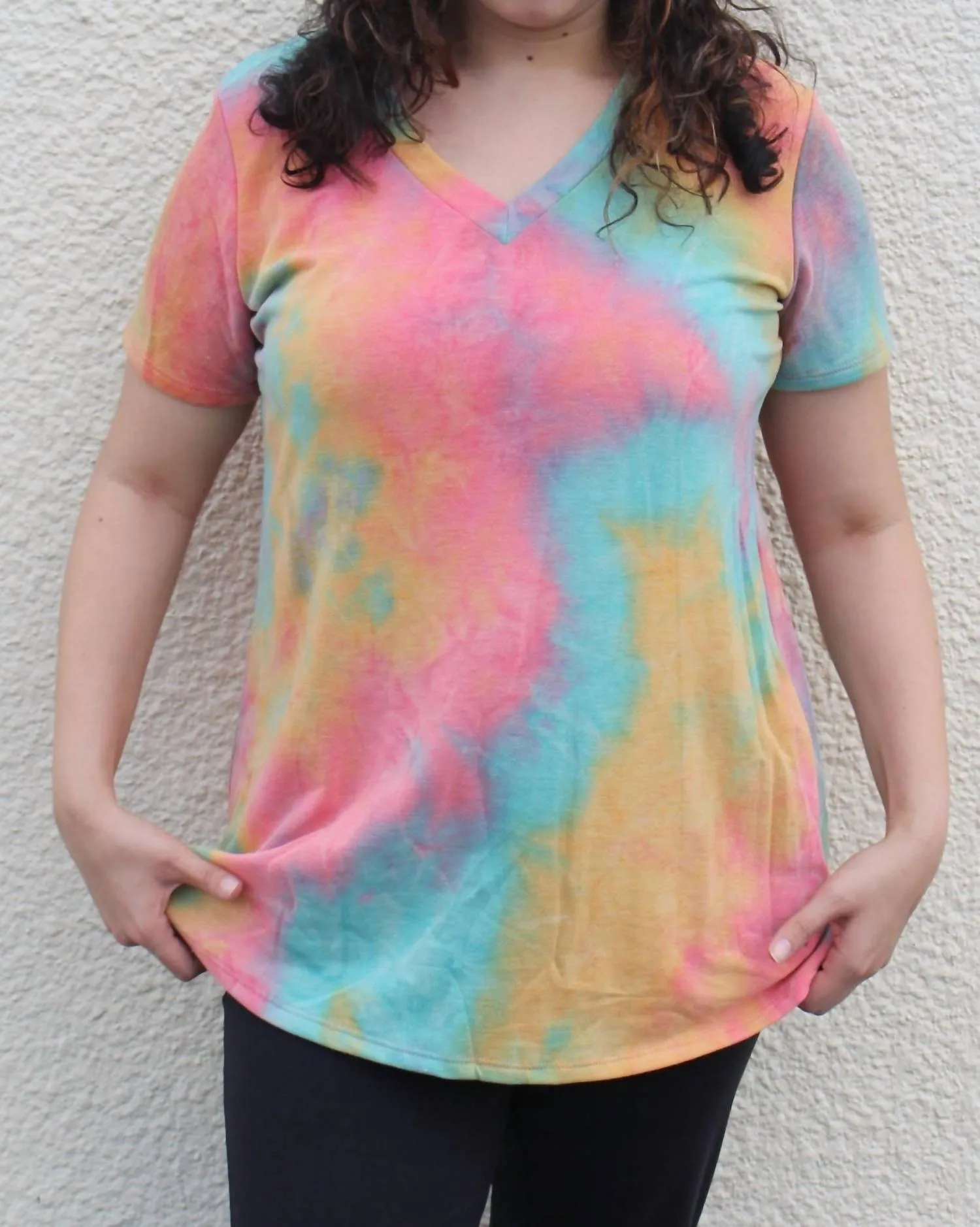 Mango Ginger Tie Dye Top In Pink Multi
