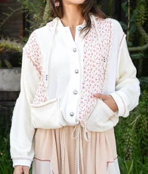 Miles Patchwork Floral Hoodie In Cream Multi