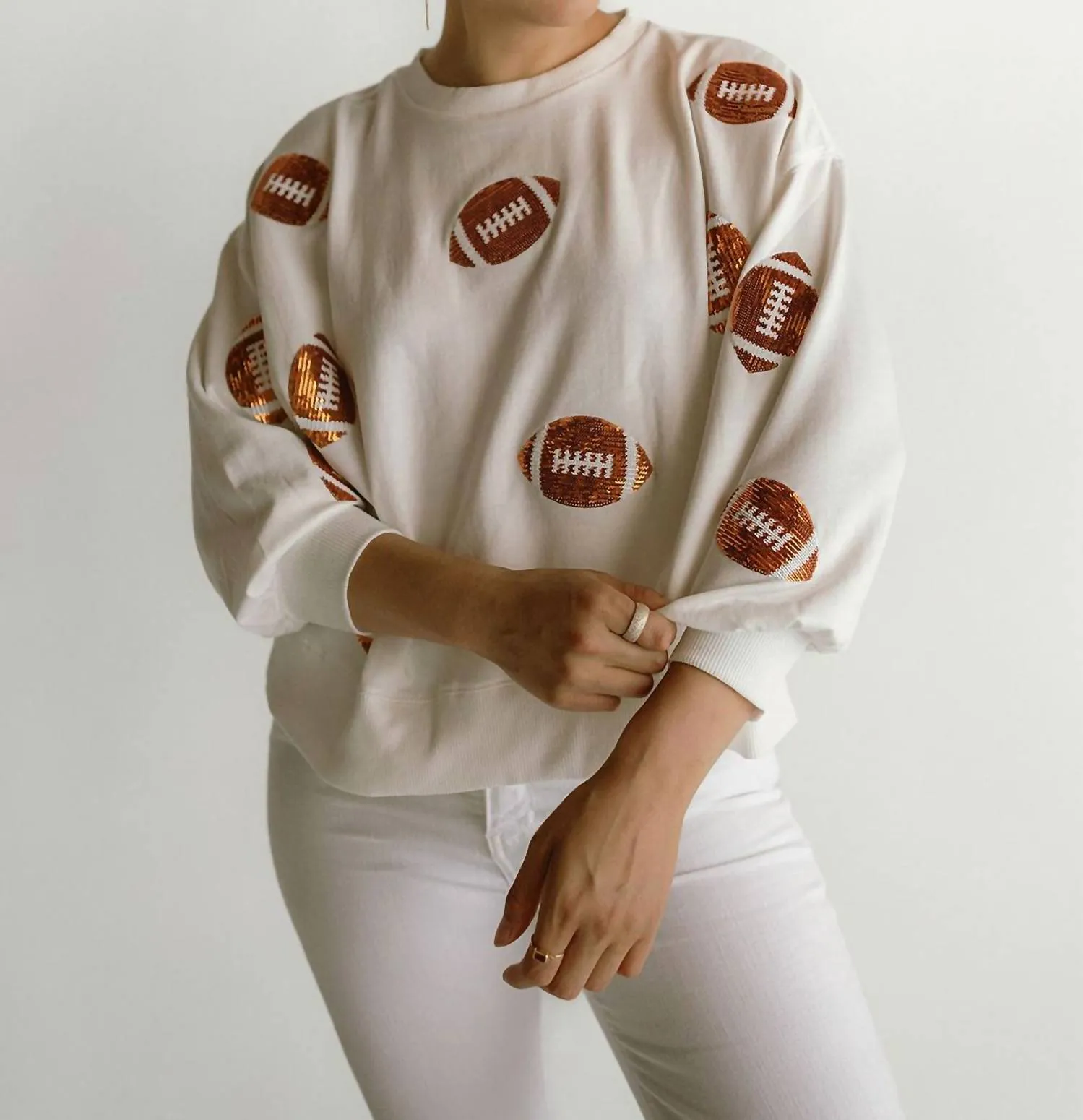 Millie Football-Sequin Sweatshirt In Gold