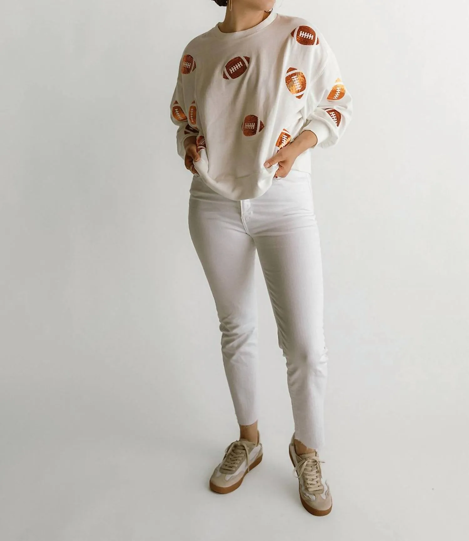 Millie Football-Sequin Sweatshirt In Gold