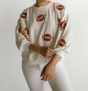 Millie Football-Sequin Sweatshirt In Gold