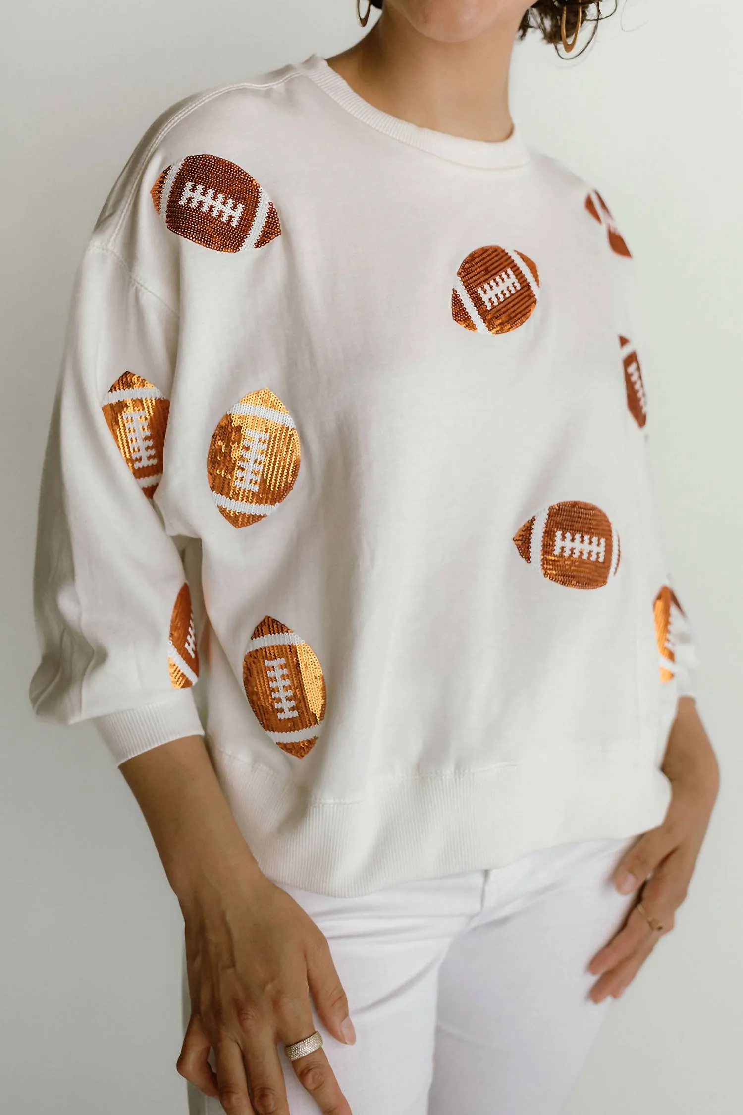 Millie Football-Sequin Sweatshirt In Gold