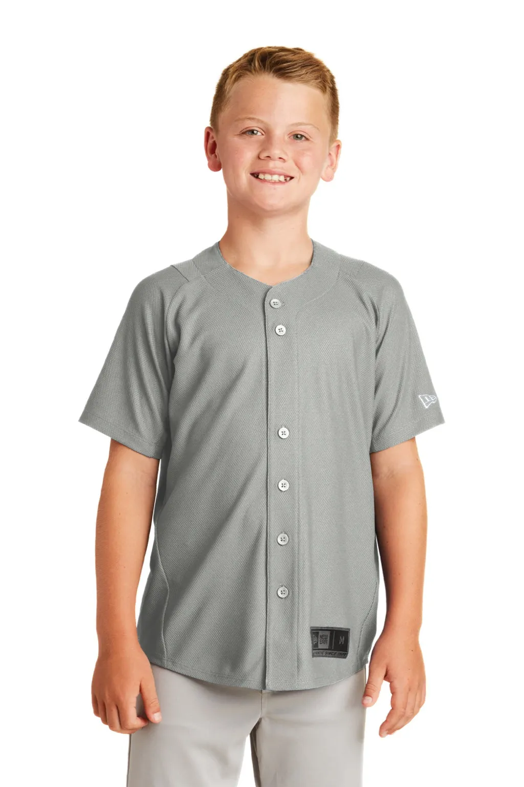 New Era Youth Diamond Era Moisture Wicking Short Sleeve Jersey - Grey