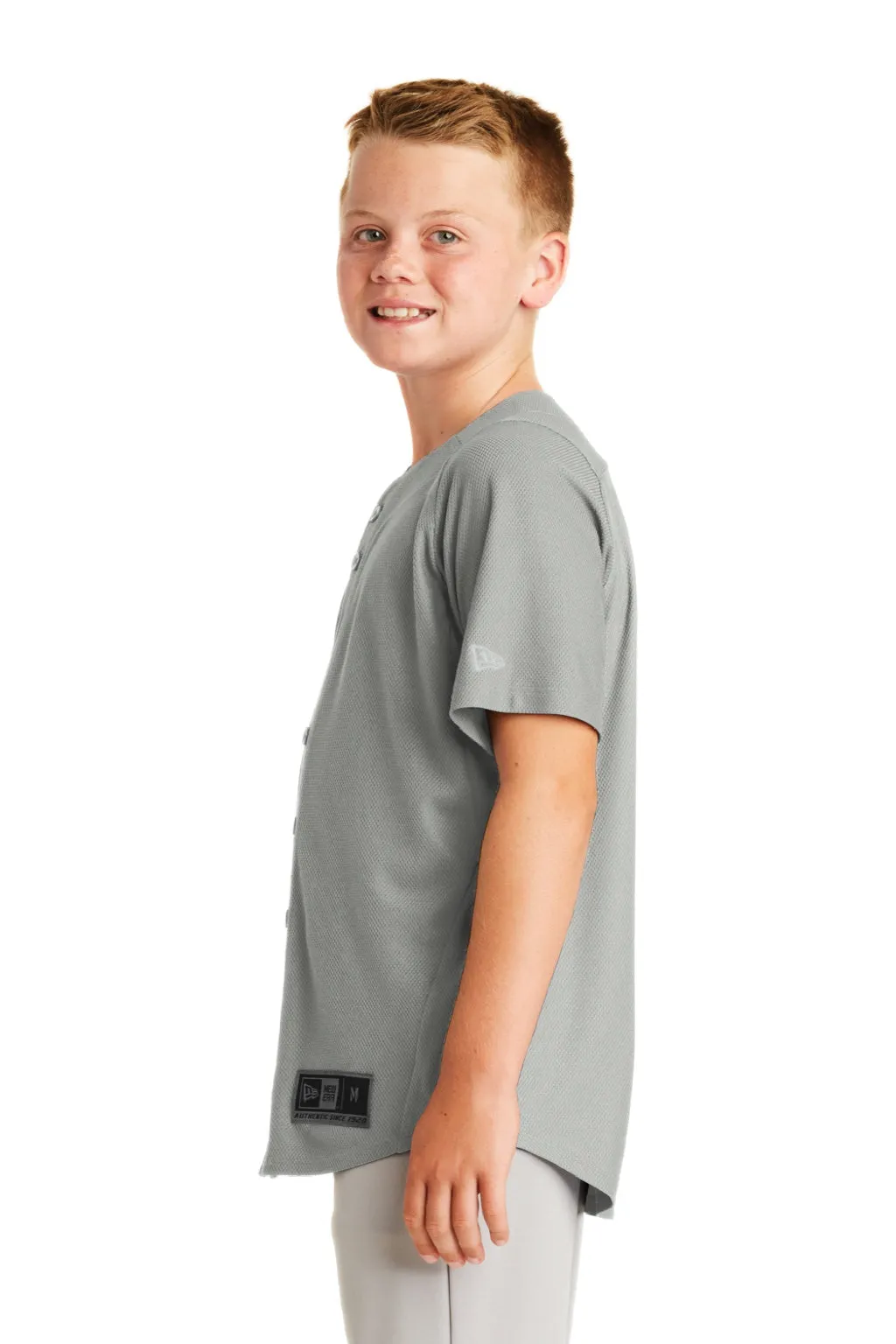 New Era Youth Diamond Era Moisture Wicking Short Sleeve Jersey - Grey