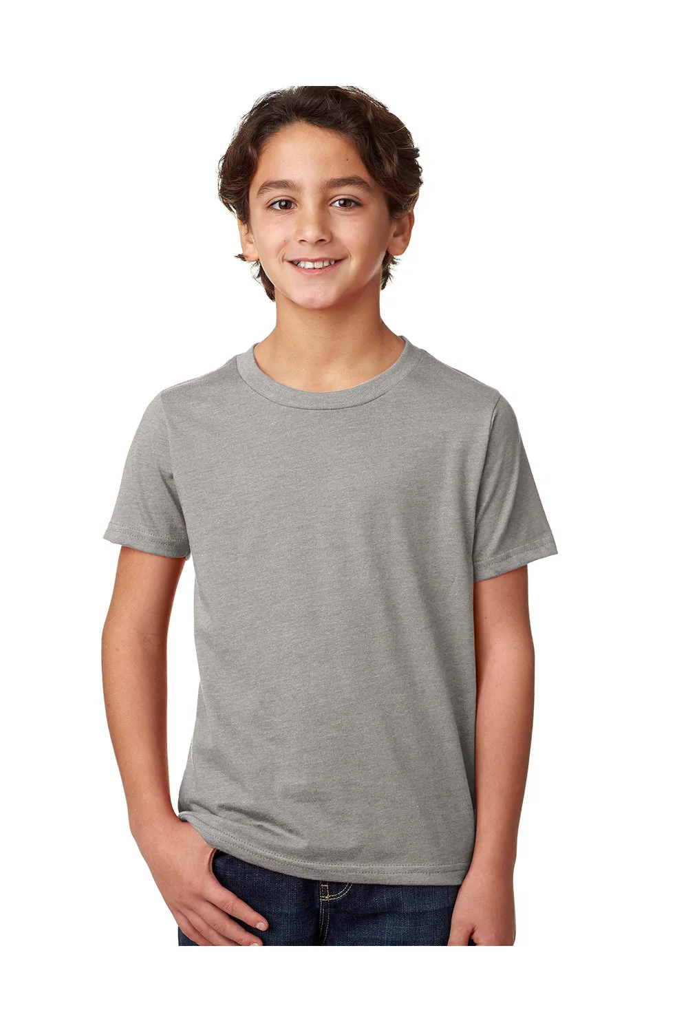 Next Level Youth CVC Jersey Short Sleeve Crewneck T-Shirt - Heather Dark Grey