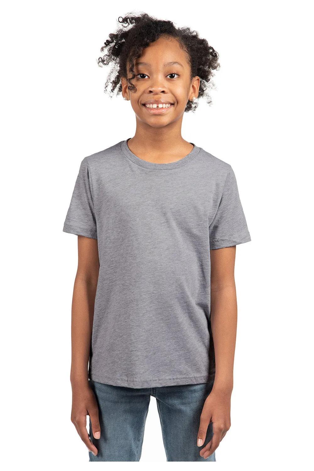 Next Level Youth Fine Jersey Short Sleeve Crewneck T-Shirt - Heather Grey