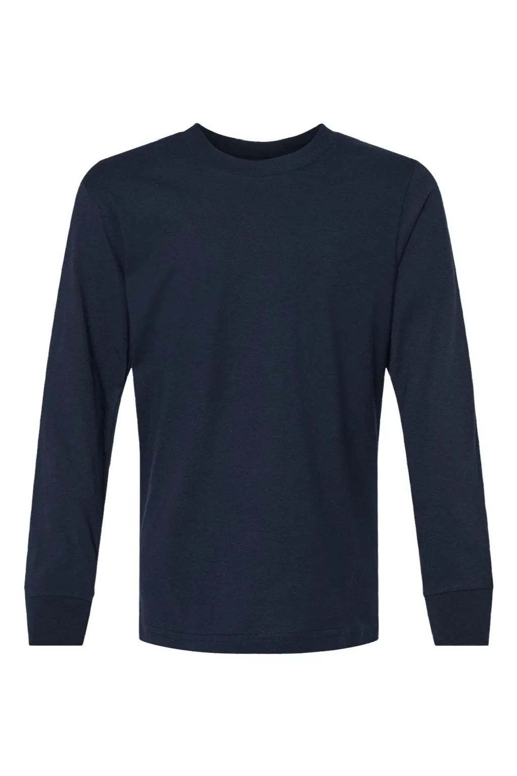 Next Level Youth Long Sleeve Crewneck T-Shirt - Midnight Navy Blue