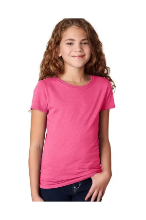 Next Level Youth Princess CVC Jersey Short Sleeve Crewneck T-Shirt - Raspberry Pink