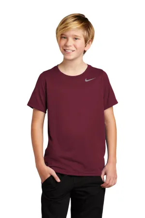 Nike Youth Legend Dri-Fit Moisture Wicking Short Sleeve Crewneck T-Shirt - Deep Maroon
