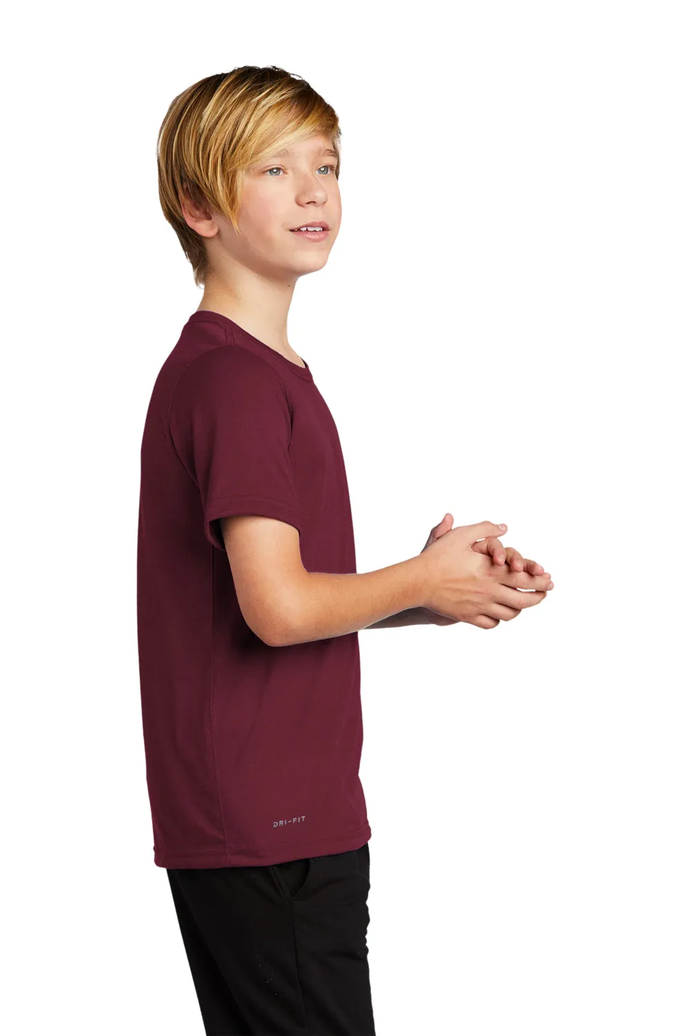 Nike Youth Legend Dri-Fit Moisture Wicking Short Sleeve Crewneck T-Shirt - Deep Maroon