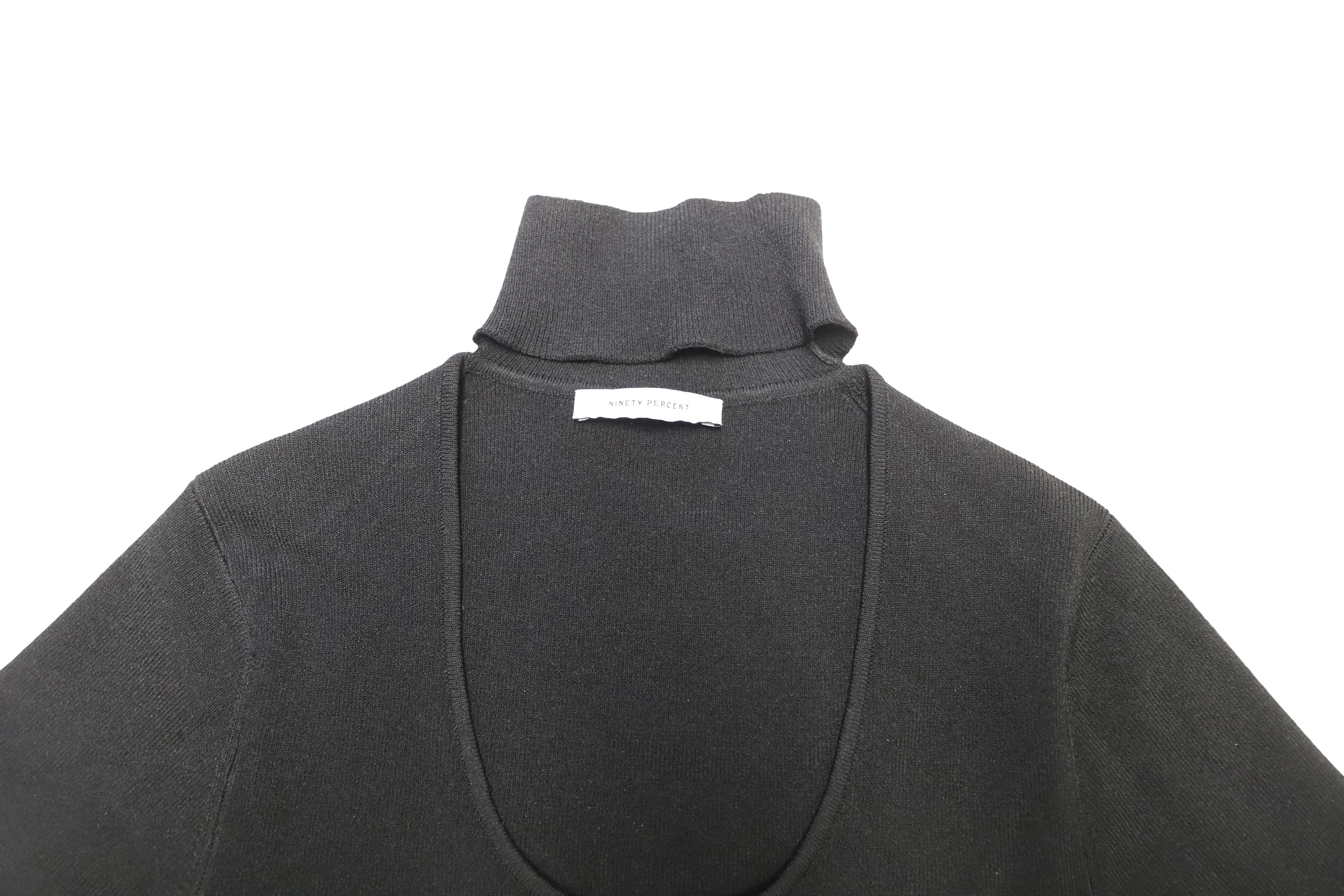 Ninety Percent Turtleneck Cutout Top in Black Viscose