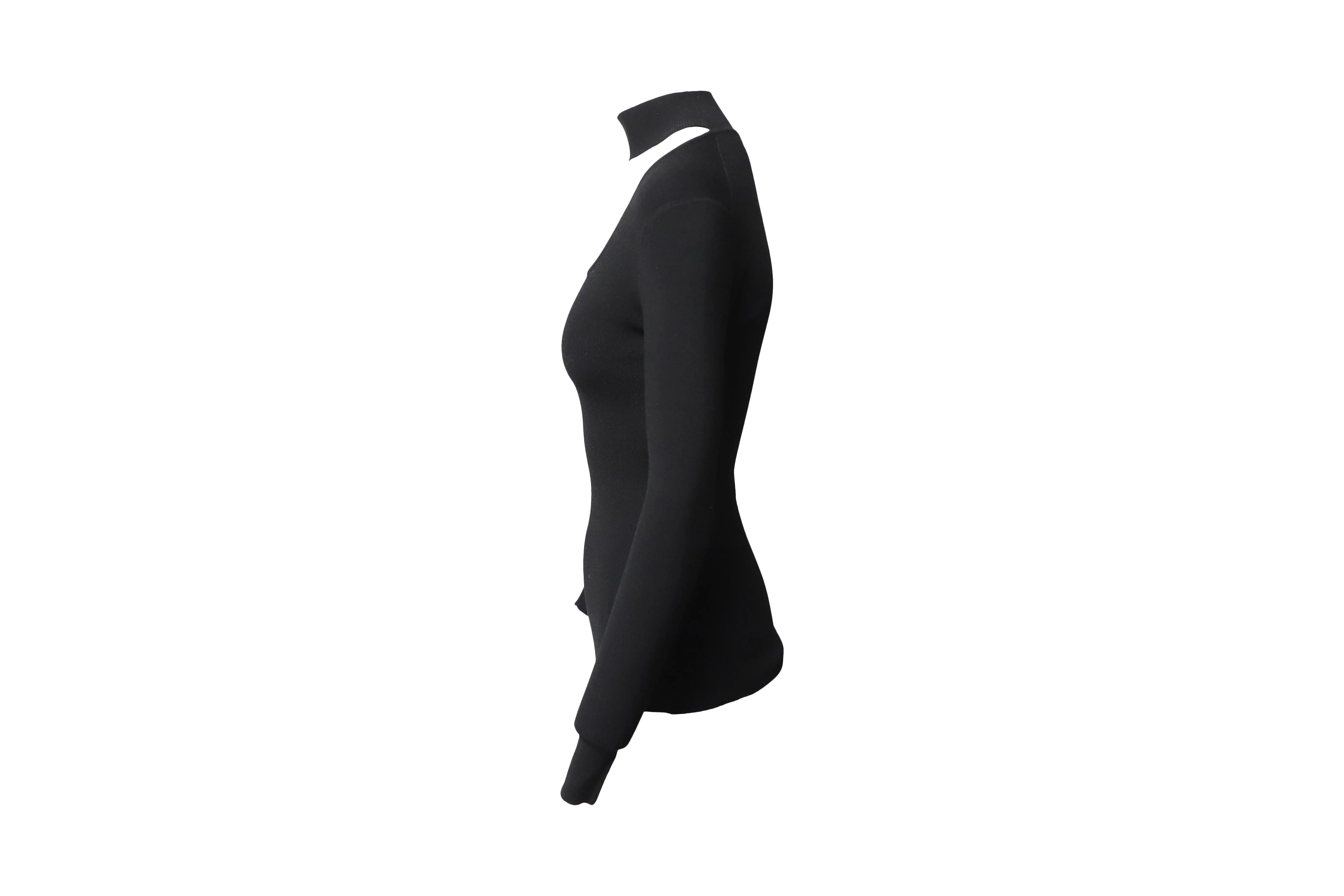 Ninety Percent Turtleneck Cutout Top in Black Viscose