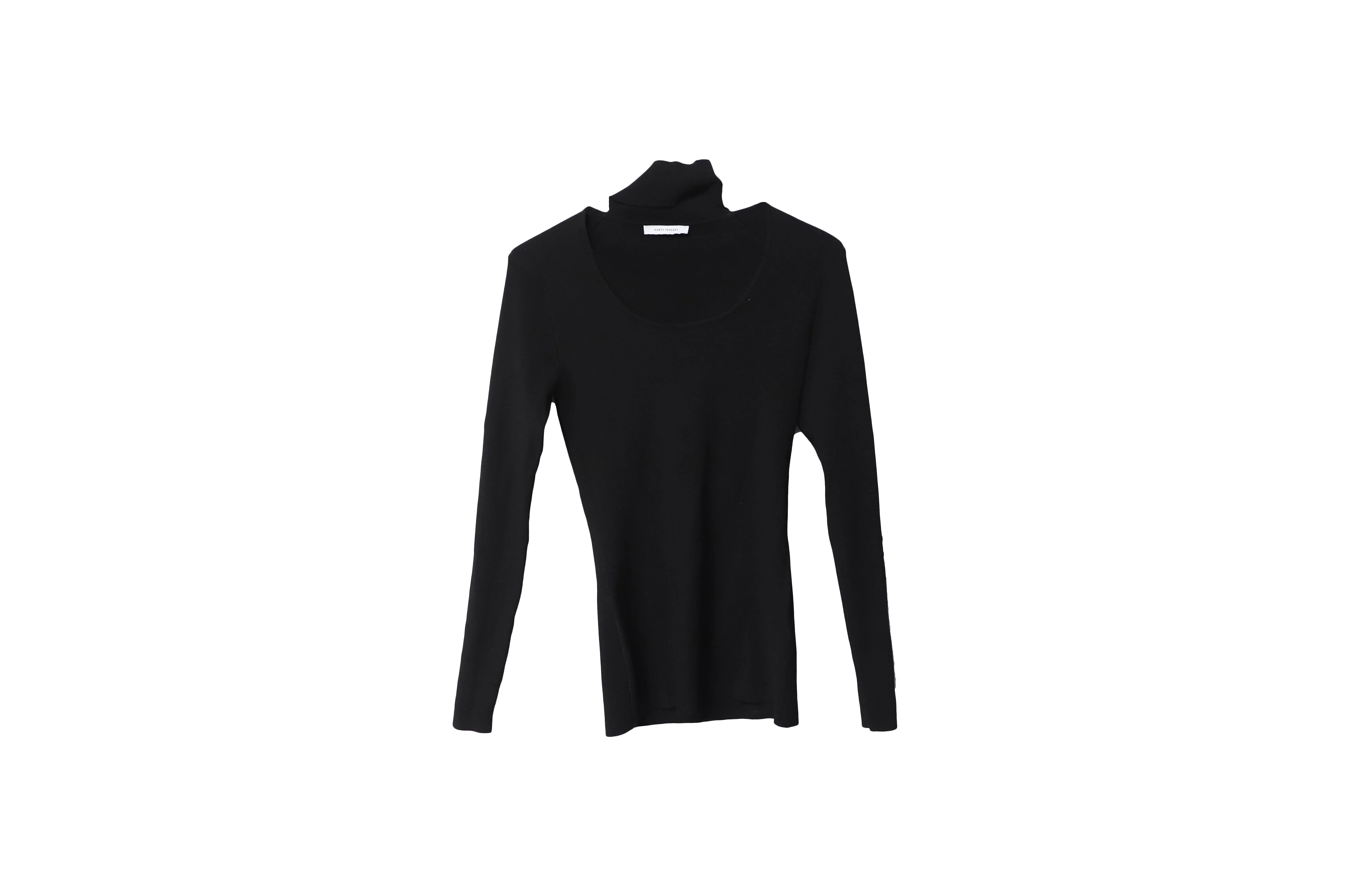 Ninety Percent Turtleneck Cutout Top in Black Viscose