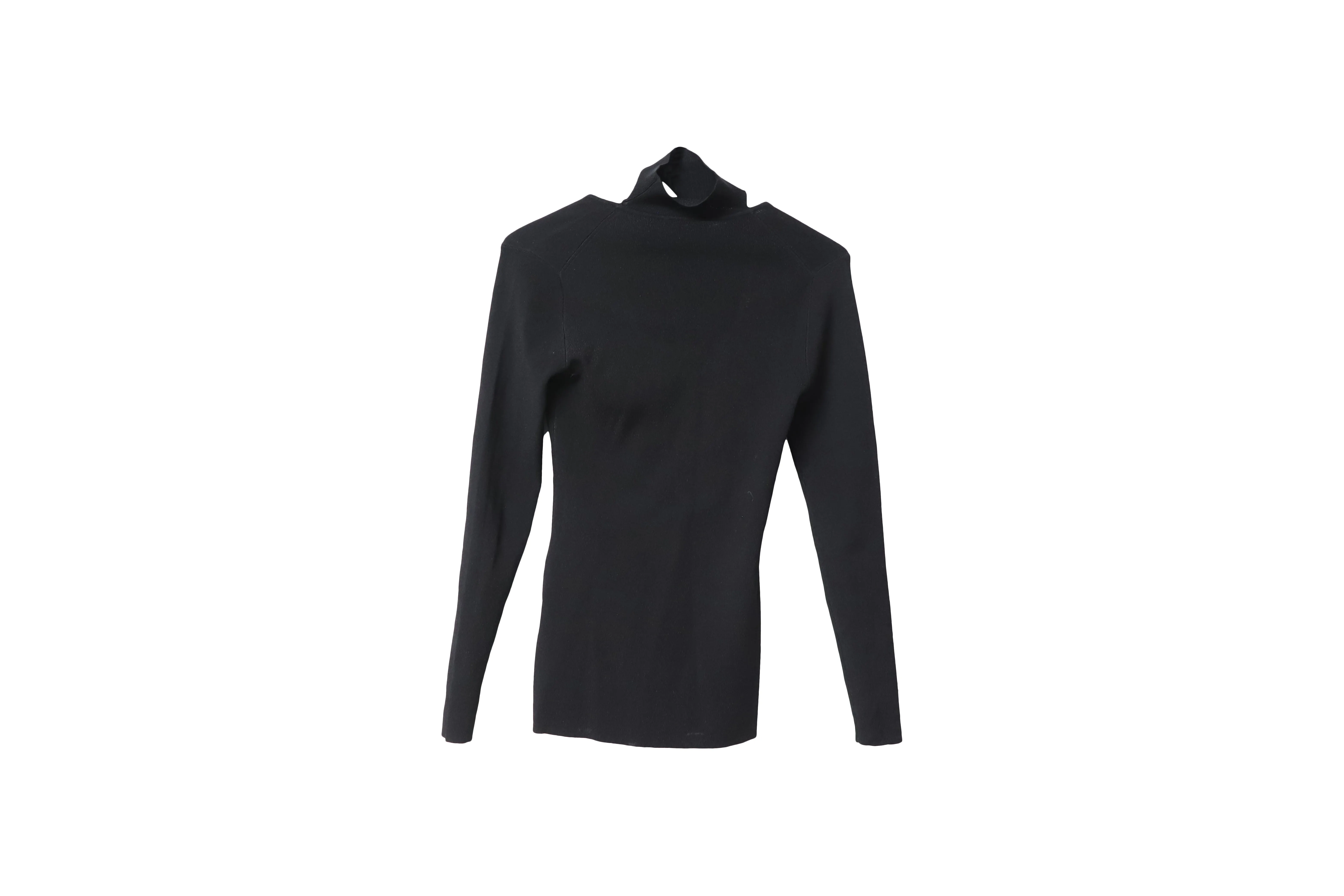 Ninety Percent Turtleneck Cutout Top in Black Viscose
