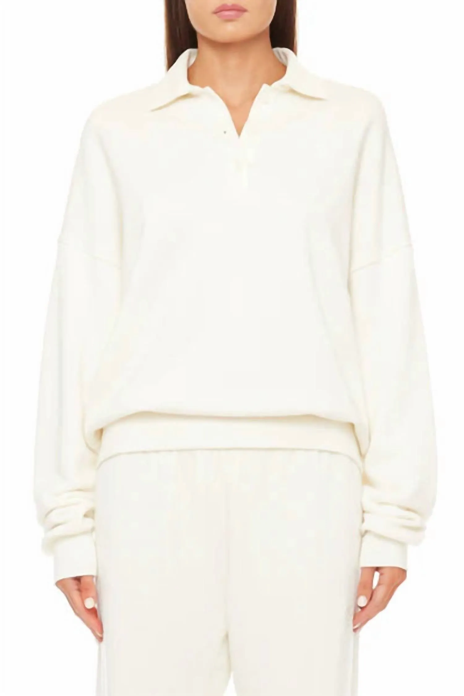 Oversized Polo Sweatshirt In Cream