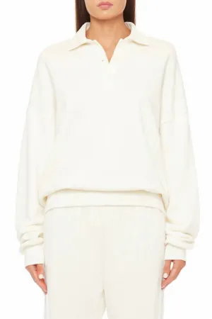 Oversized Polo Sweatshirt In Cream