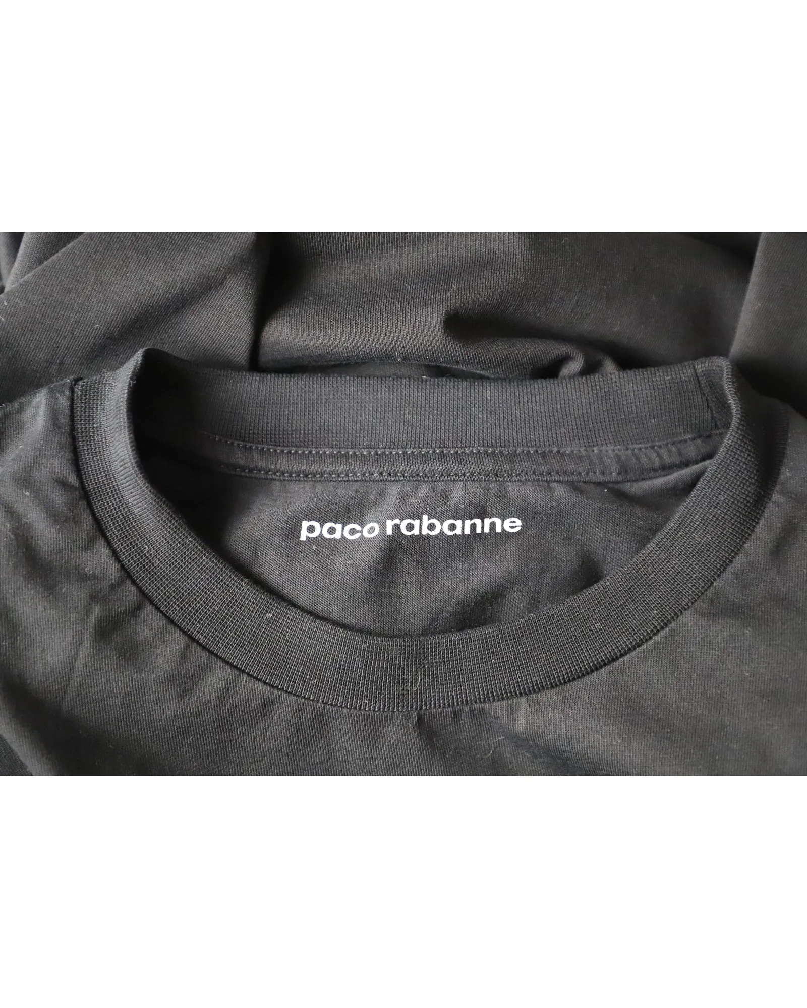 Paco Rabanne Logo Print T-shirt in Black Organic Cotton