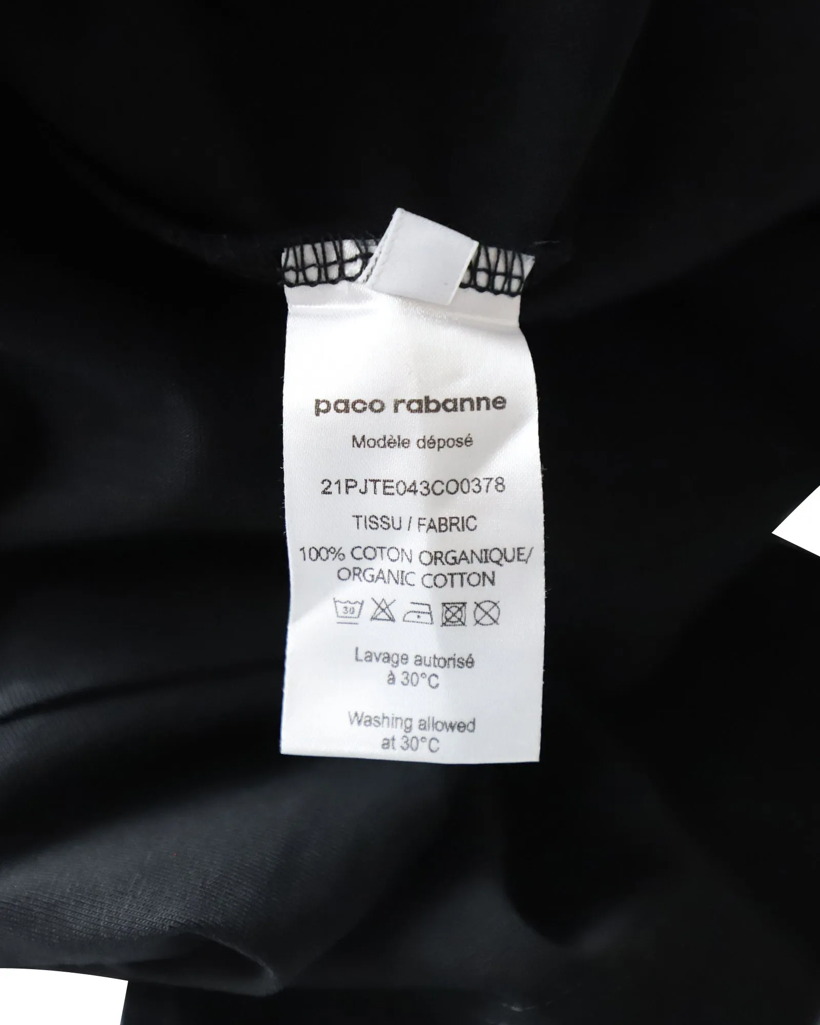 Paco Rabanne Logo Print T-shirt in Black Organic Cotton