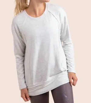 Paneled Long Sleeve Top - Plus In Gray