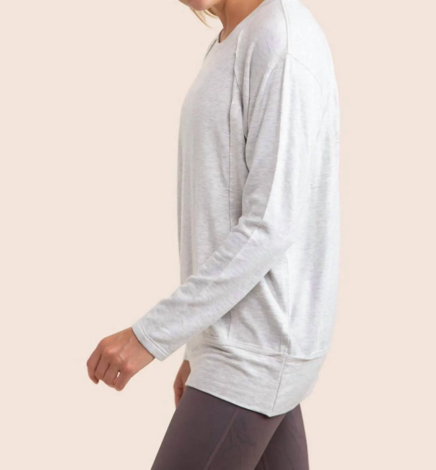 Paneled Long Sleeve Top - Plus In Gray
