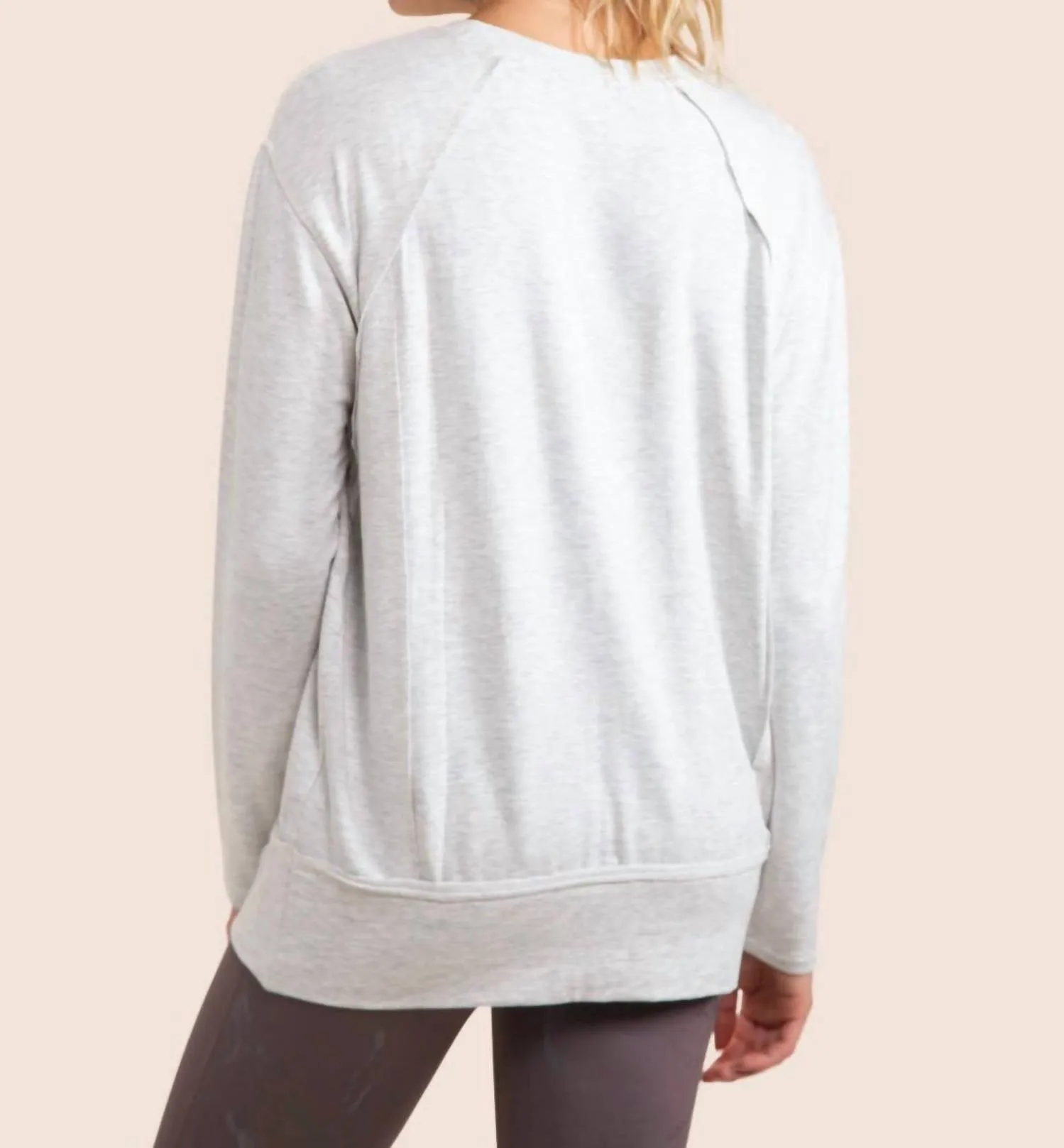 Paneled Long Sleeve Top - Plus In Gray