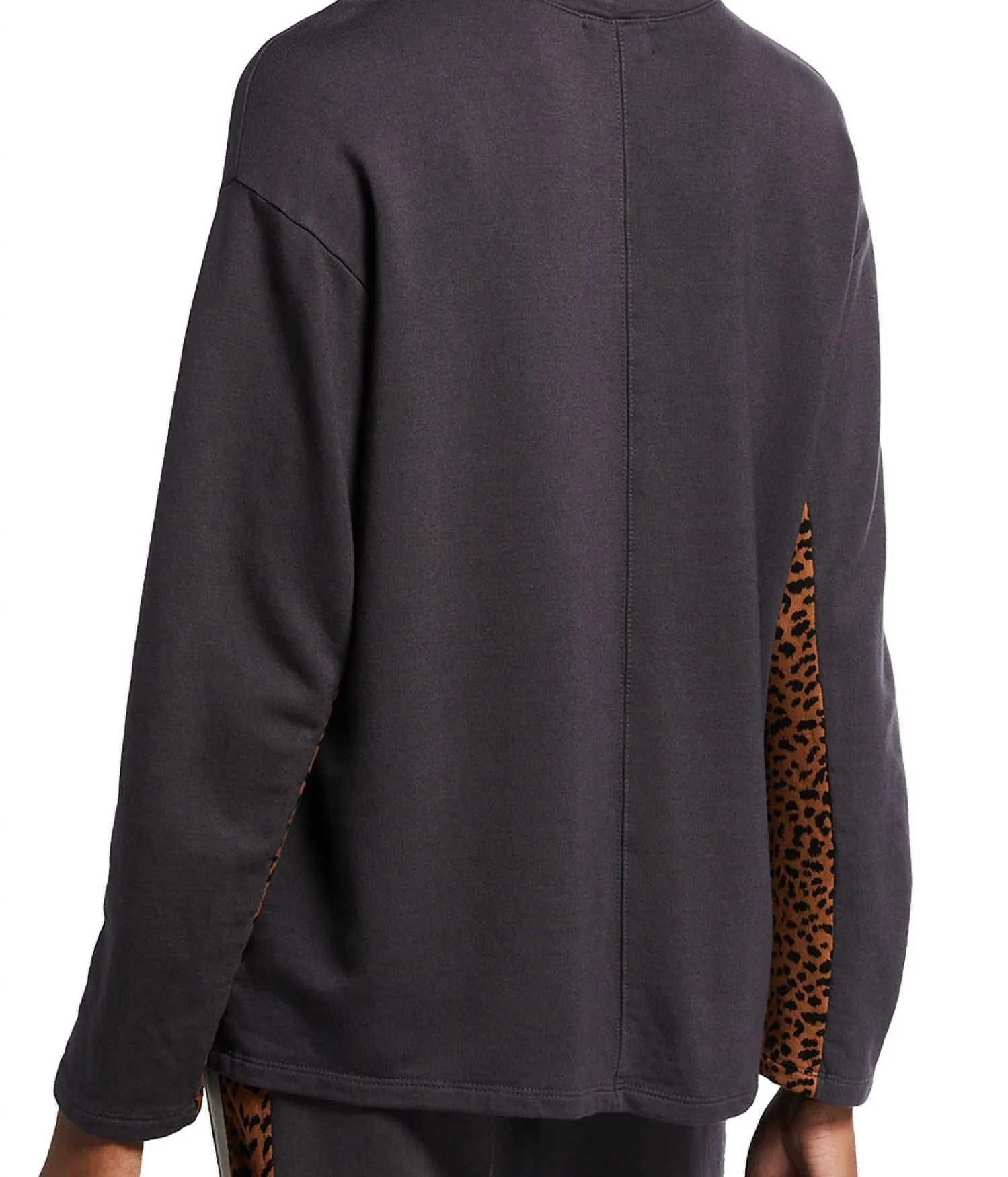 Paneled Mini Leopard Sweatshirt In Faded Black
