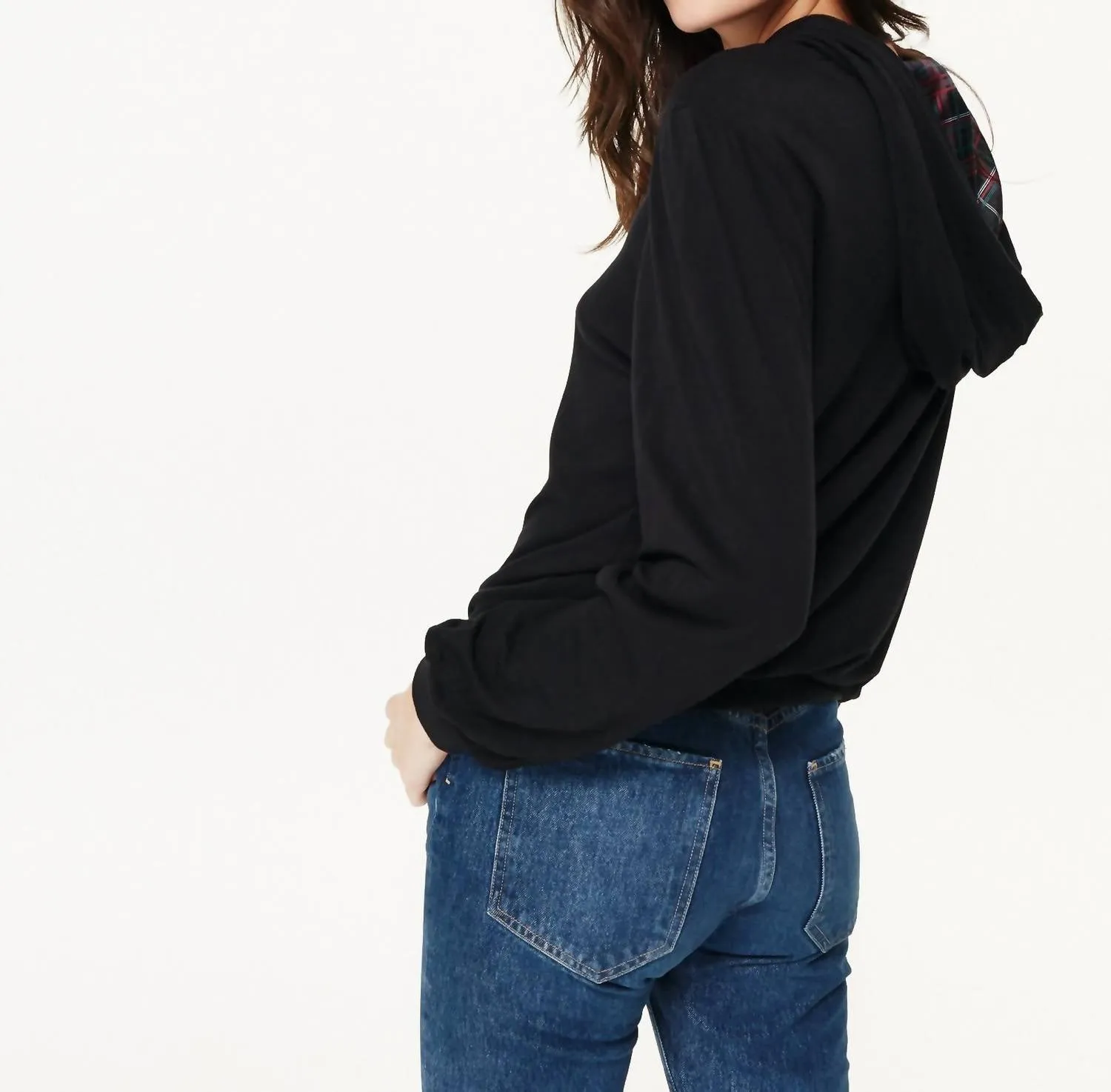 Parker Tartan Plaid Hoodie In Black