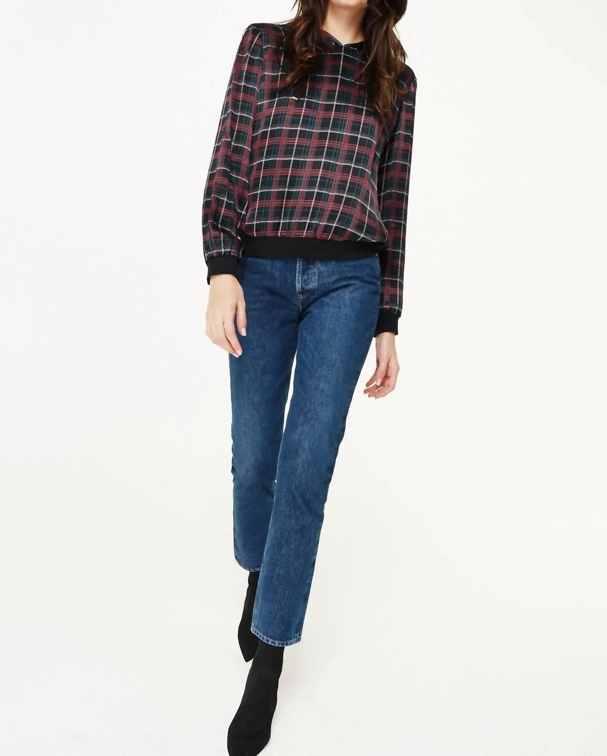 Parker Tartan Plaid Hoodie In Black