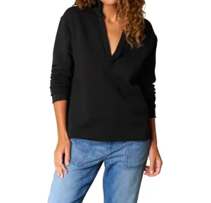 Patrick Popover Henley Sweatshirt In Black