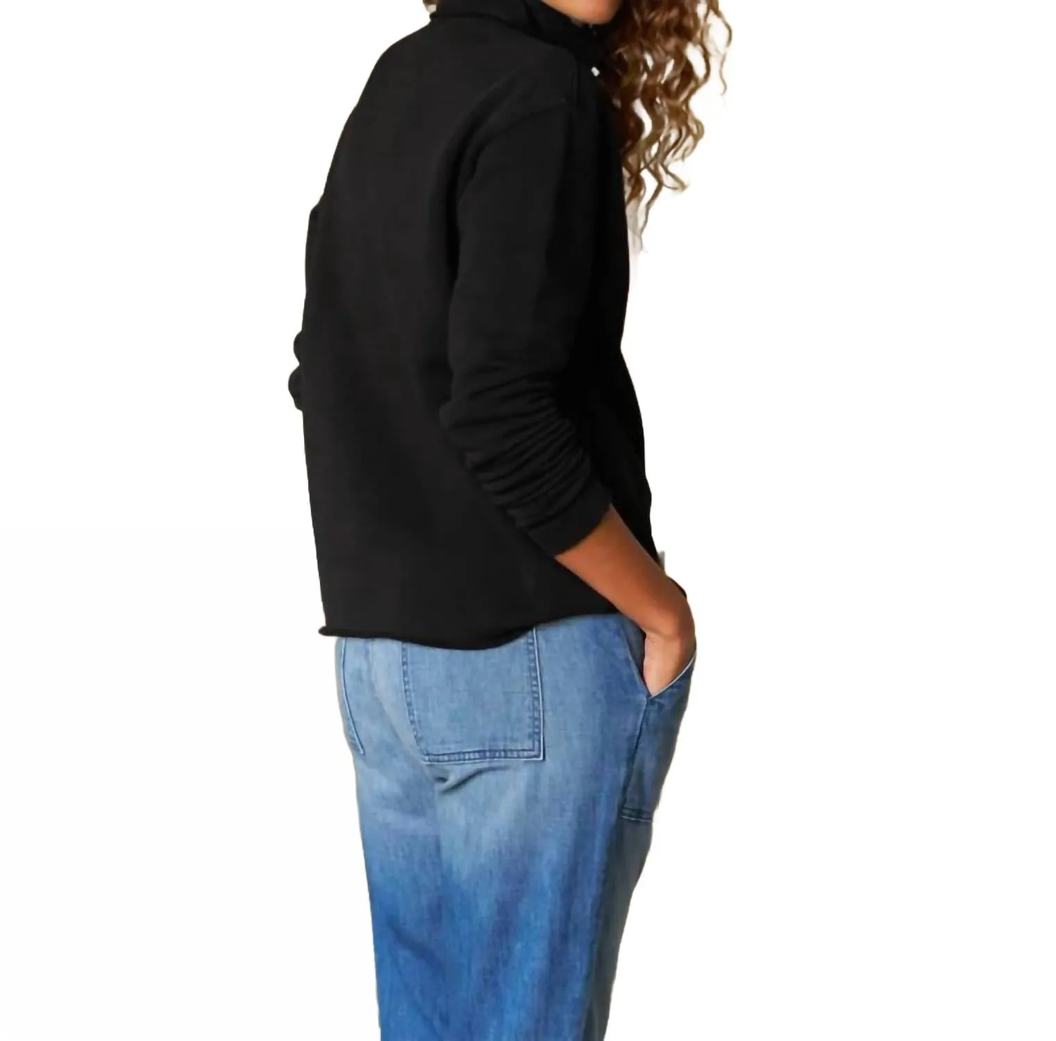 Patrick Popover Henley Sweatshirt In Black