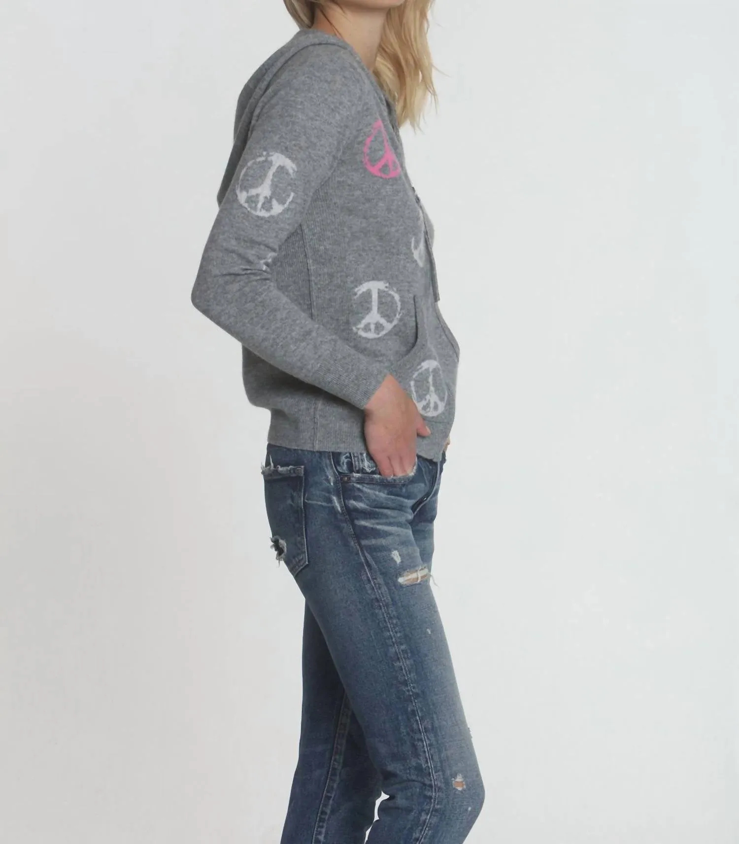 Peace Out Hoodie In Grey