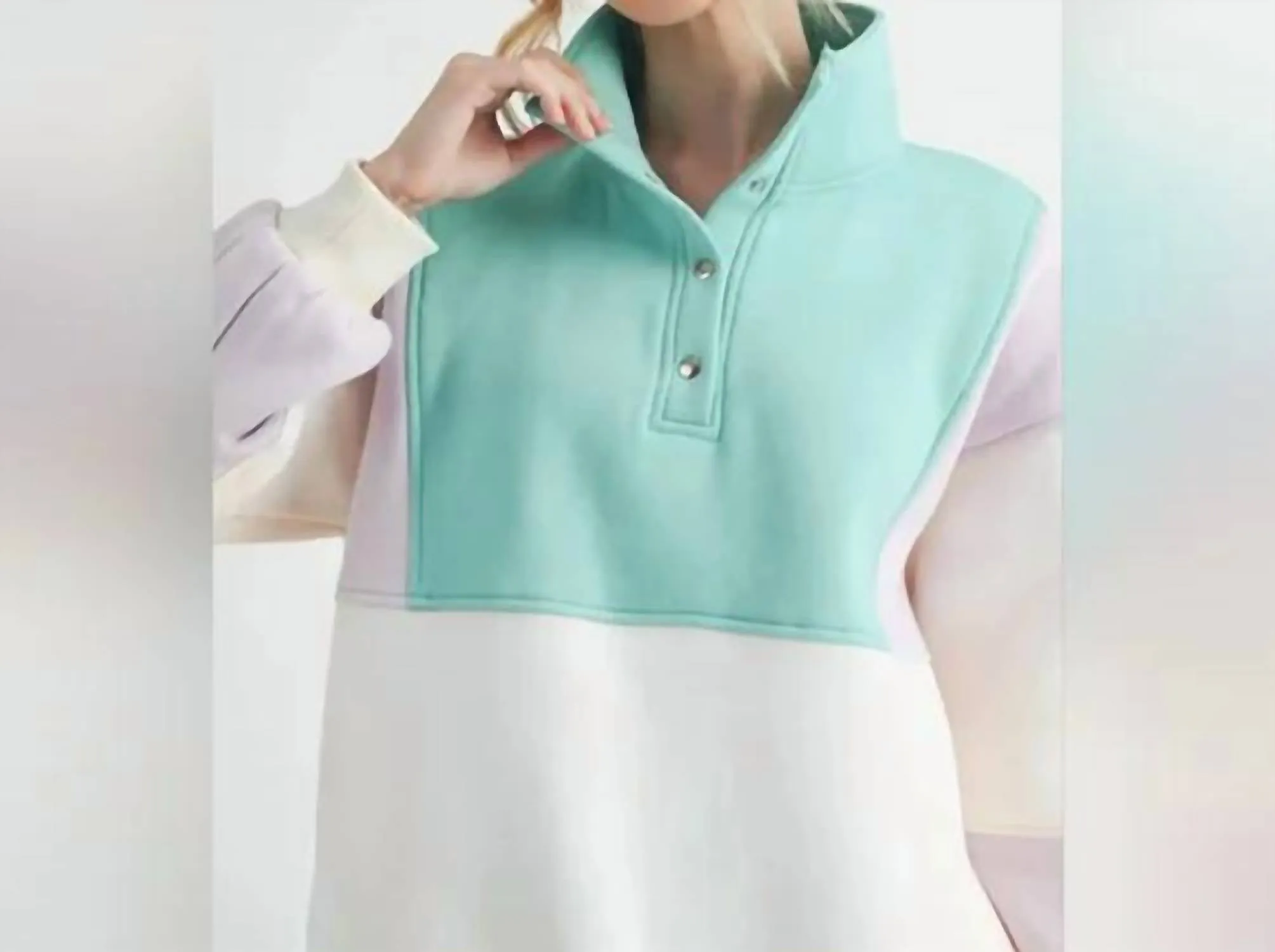 Perfect Colorblock Pullover In Lilac