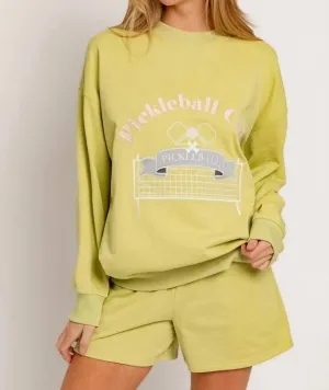 Pickleball Club Sweatshirt In Lime
