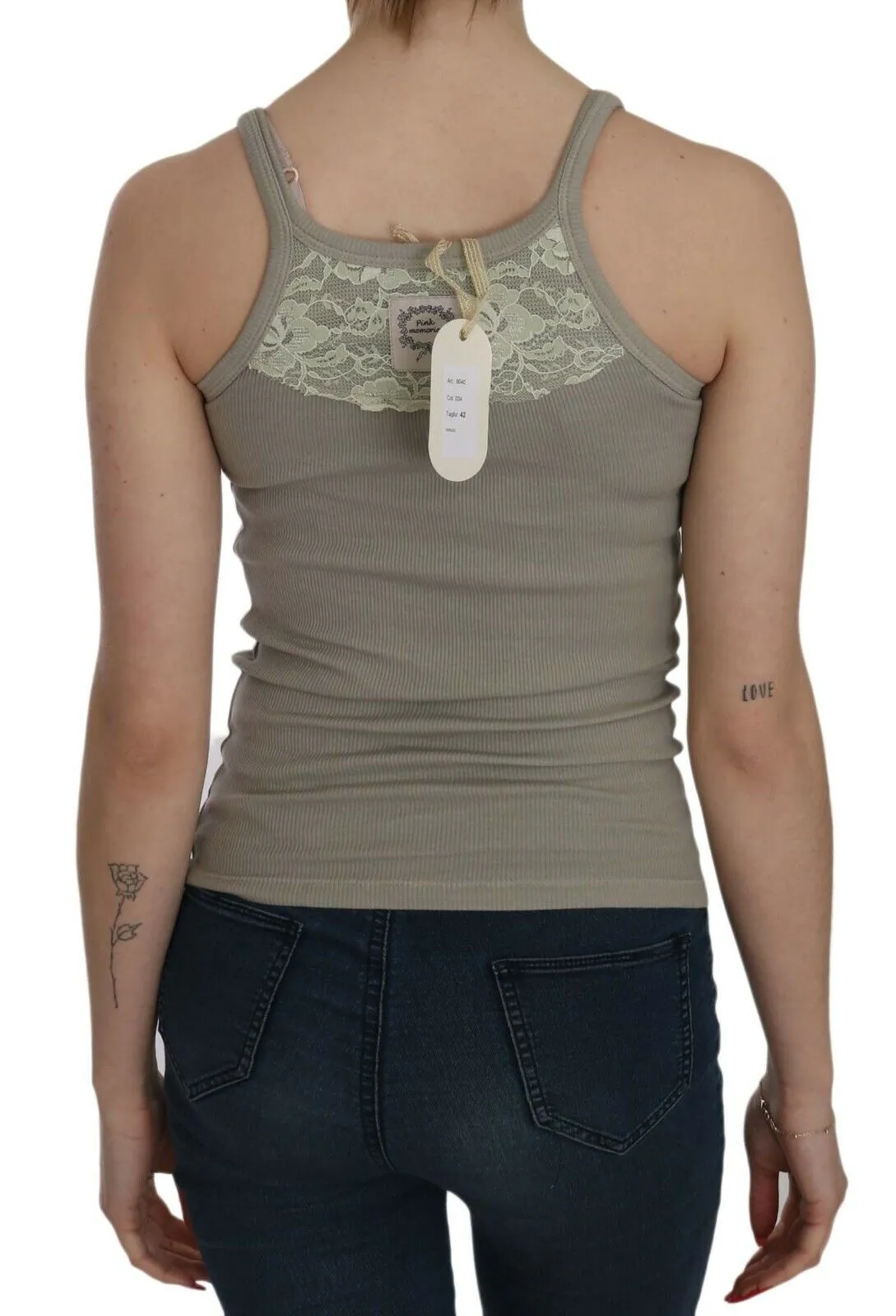 pink MEMORIES  Sleeveless Spaghetti Strap Tank Women's Blouse