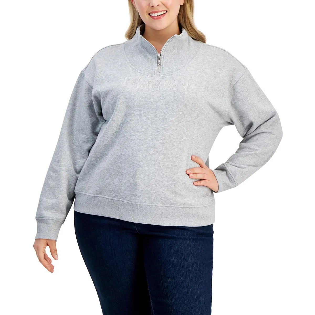 Plus Womens Logo Long Sleeves Sweatshirt