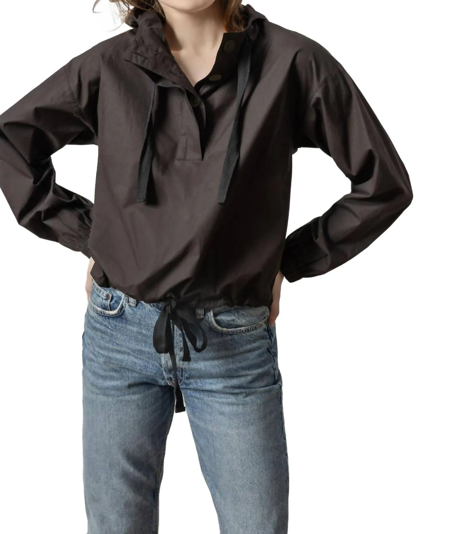 Poplin Hoodie In Black