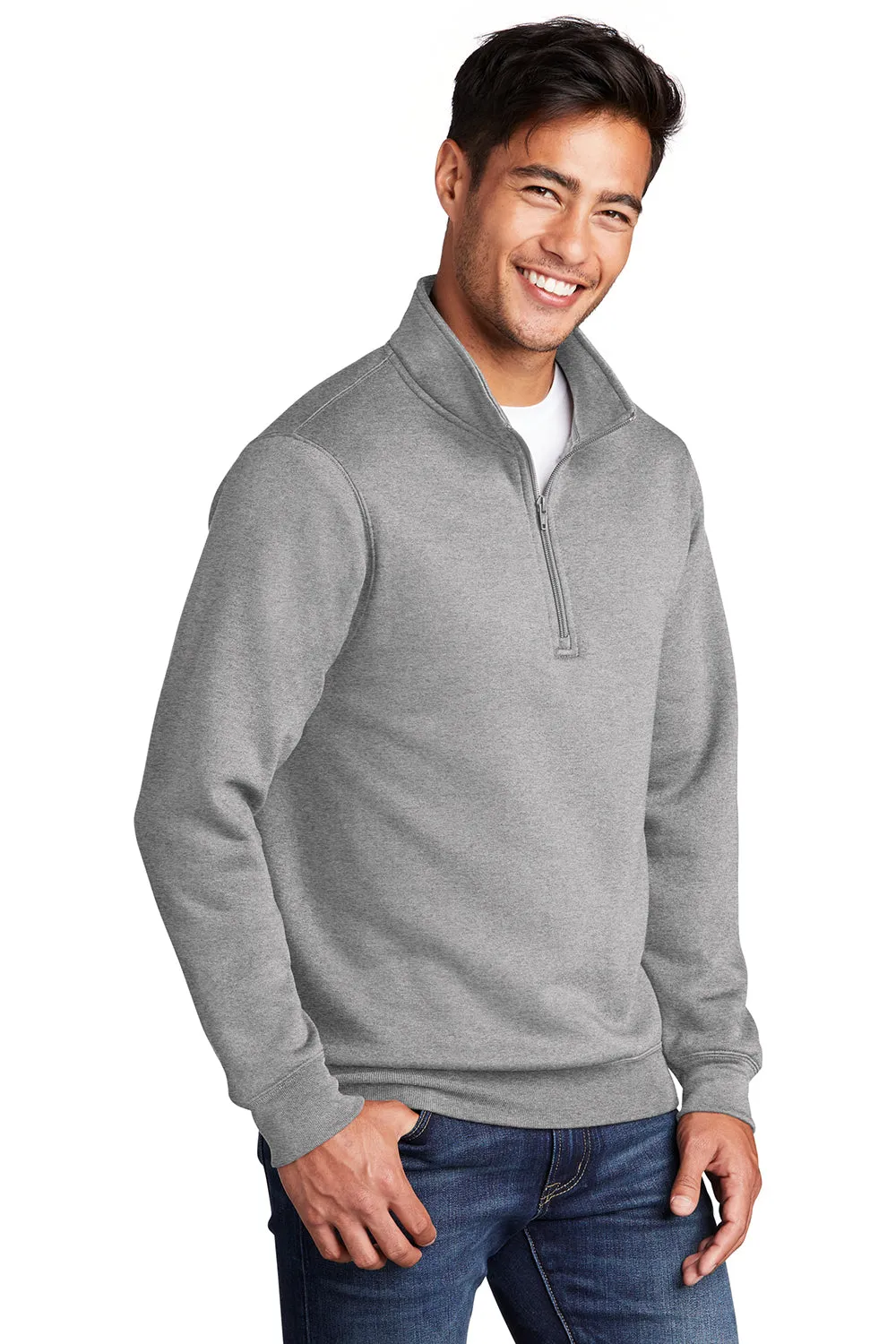 Port & Company Mens Core Fleece 1/4 Zip Sweatshirt - Heather Grey
