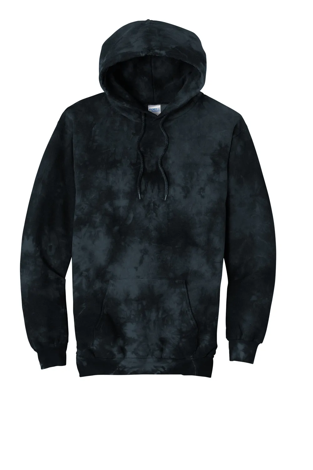 Port & Company Mens Crystal Tie-Dye Hooded Sweatshirt Hoodie w/ Pouch Pocket - Black