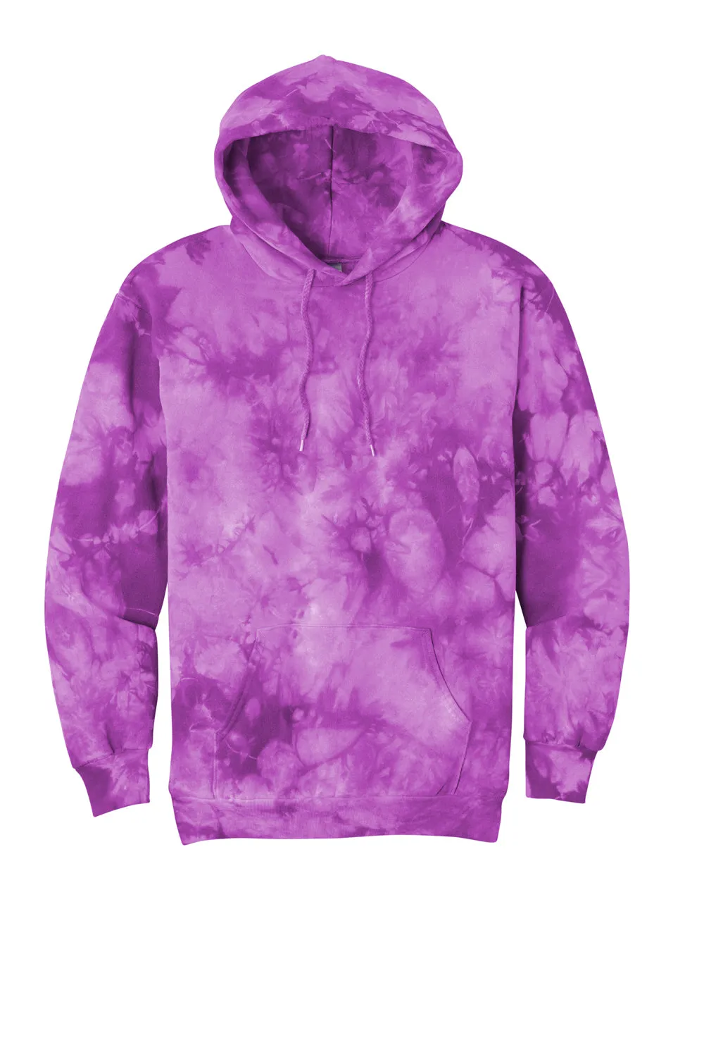 Port & Company Mens Crystal Tie-Dye Hooded Sweatshirt Hoodie w/ Pouch Pocket - Purple