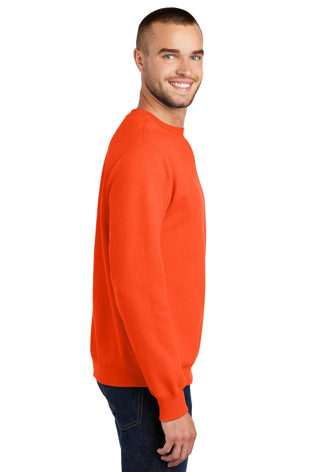 Port & Company Mens Essential Pill Resistant Fleece Crewneck Sweatshirt - Safety Orange