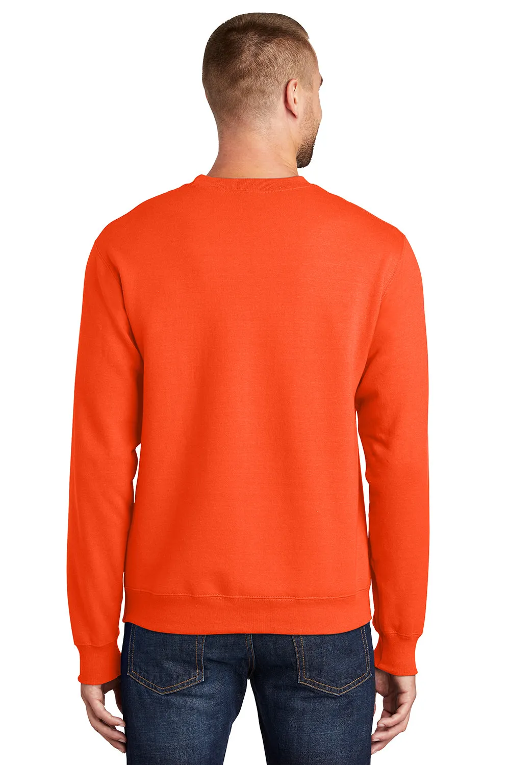 Port & Company Mens Essential Pill Resistant Fleece Crewneck Sweatshirt - Safety Orange